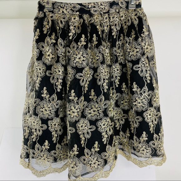 ALYTHEA Black with Gold Embroidery Small Skirt - Picture 2 of 12